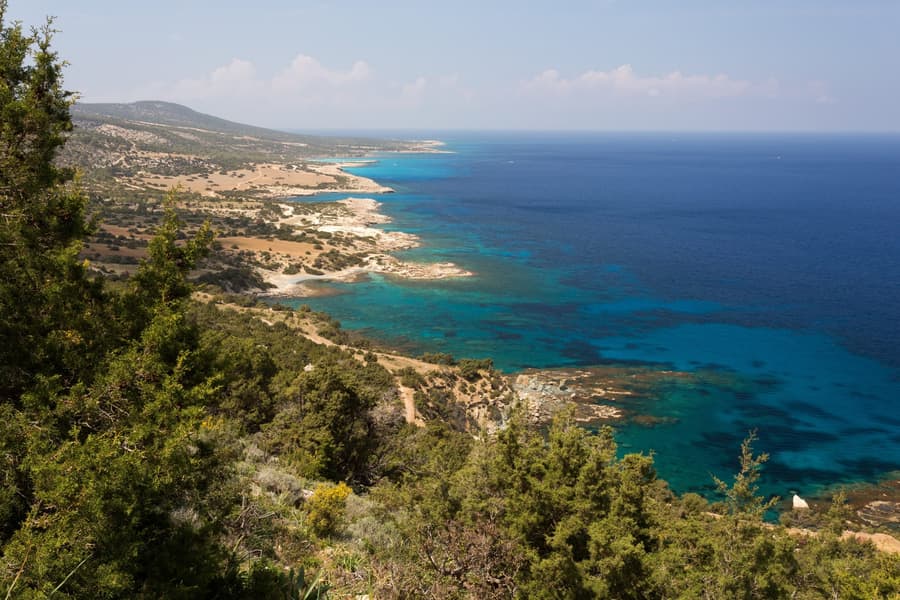 The Akamas coastline looking north along the peninsula