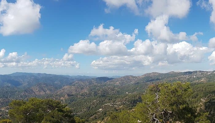 The Troodos mountains looking out across the ridges
